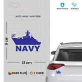 Bold Navy Sign for Safe Vehicle Travel